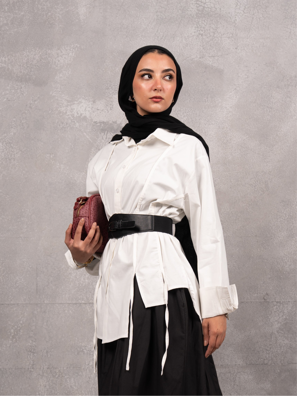 Drape Tie Chemise in off white