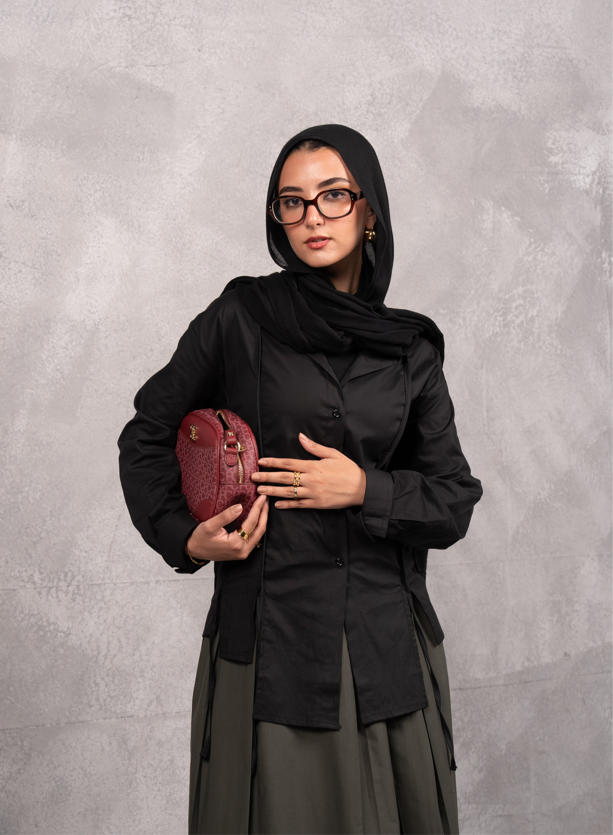 Drape Tie Chemise in Black