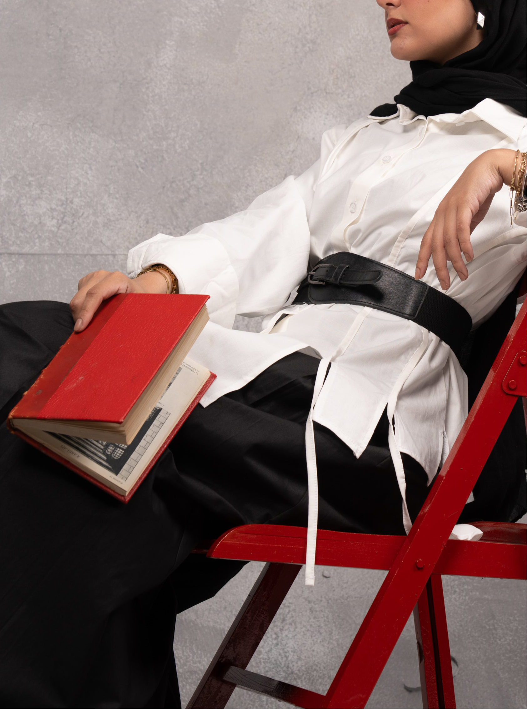 Drape Tie Chemise in off white