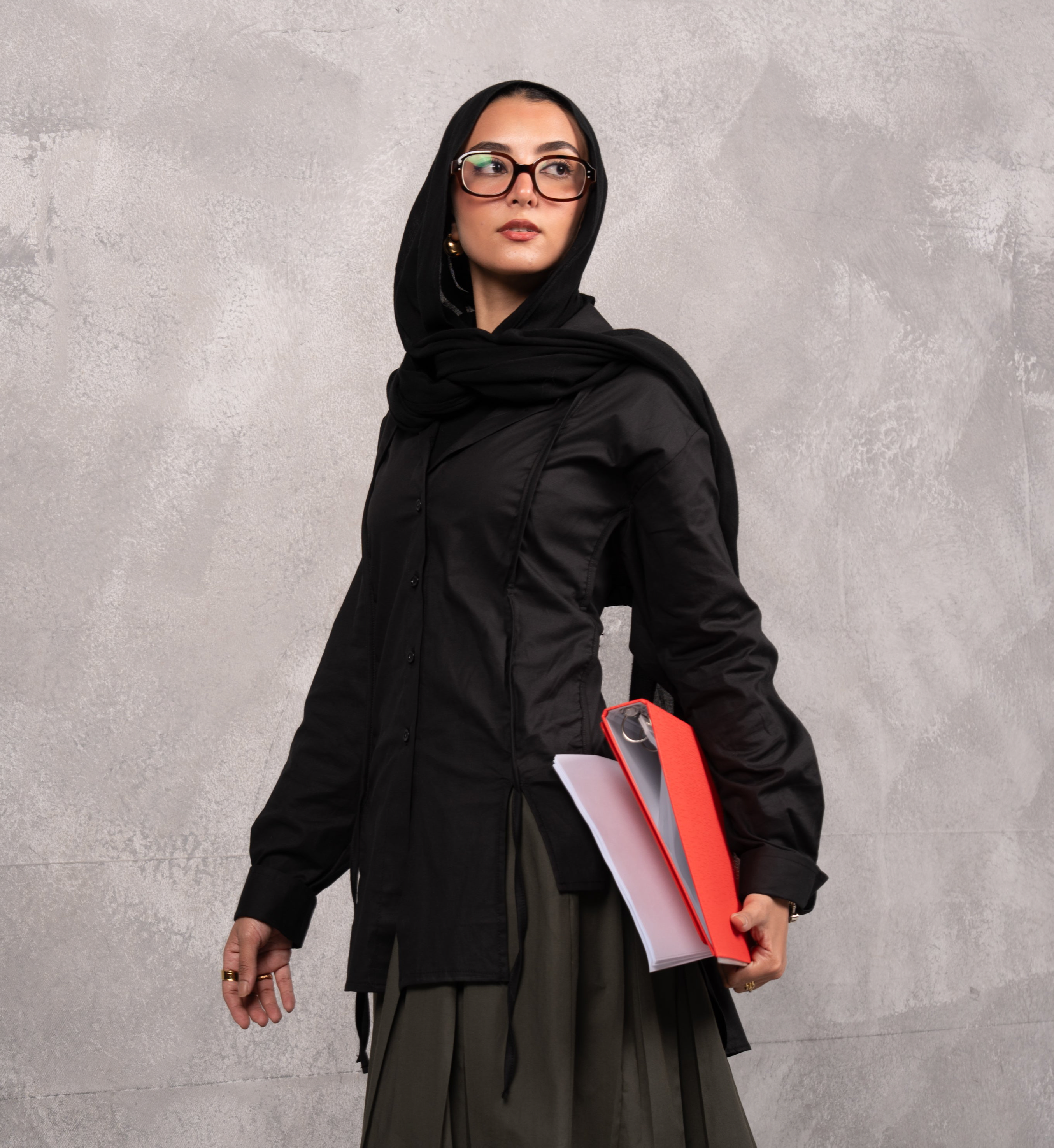 Drape Tie Chemise in Black