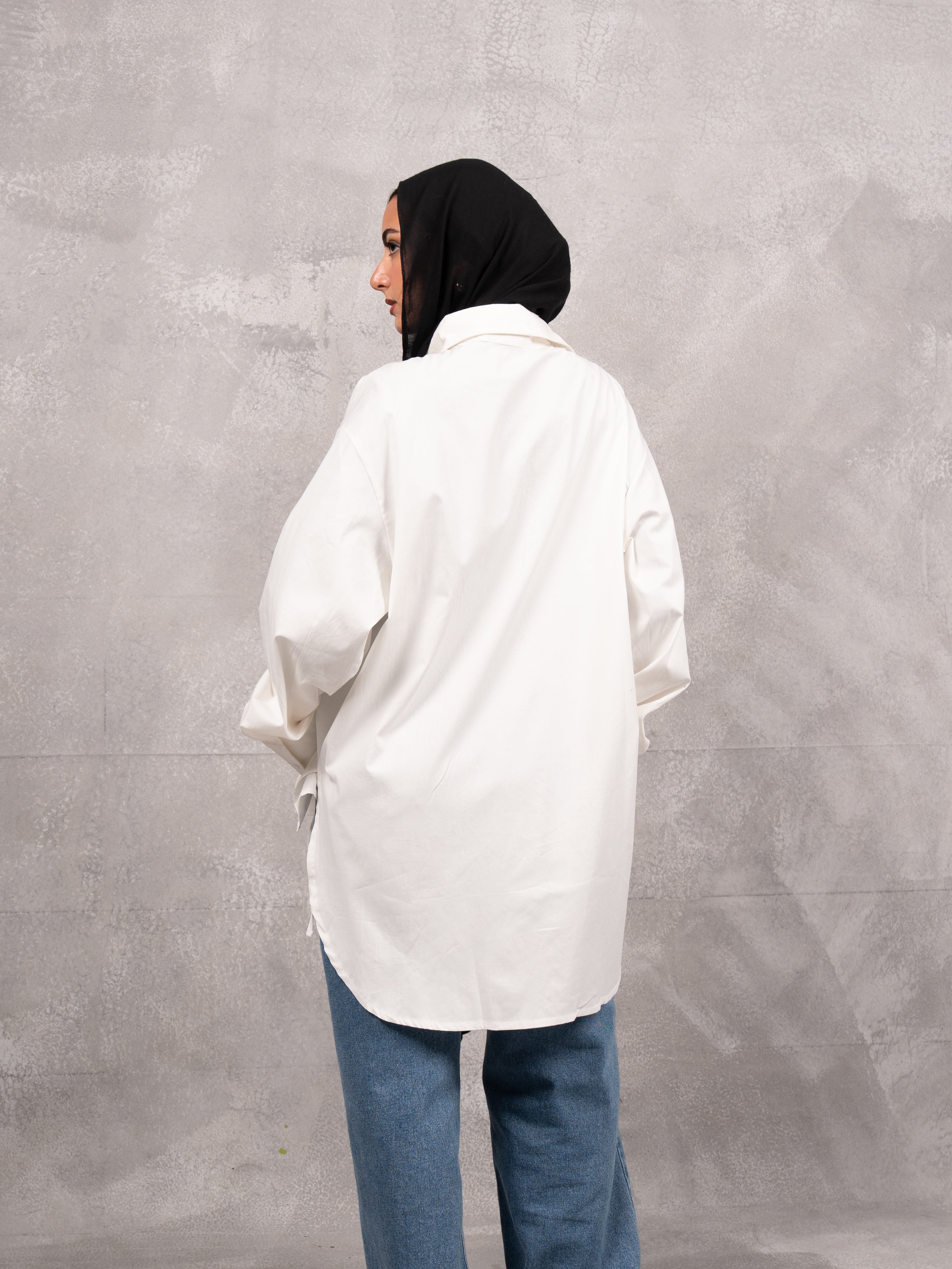 Long Drape Tie chemise in off white