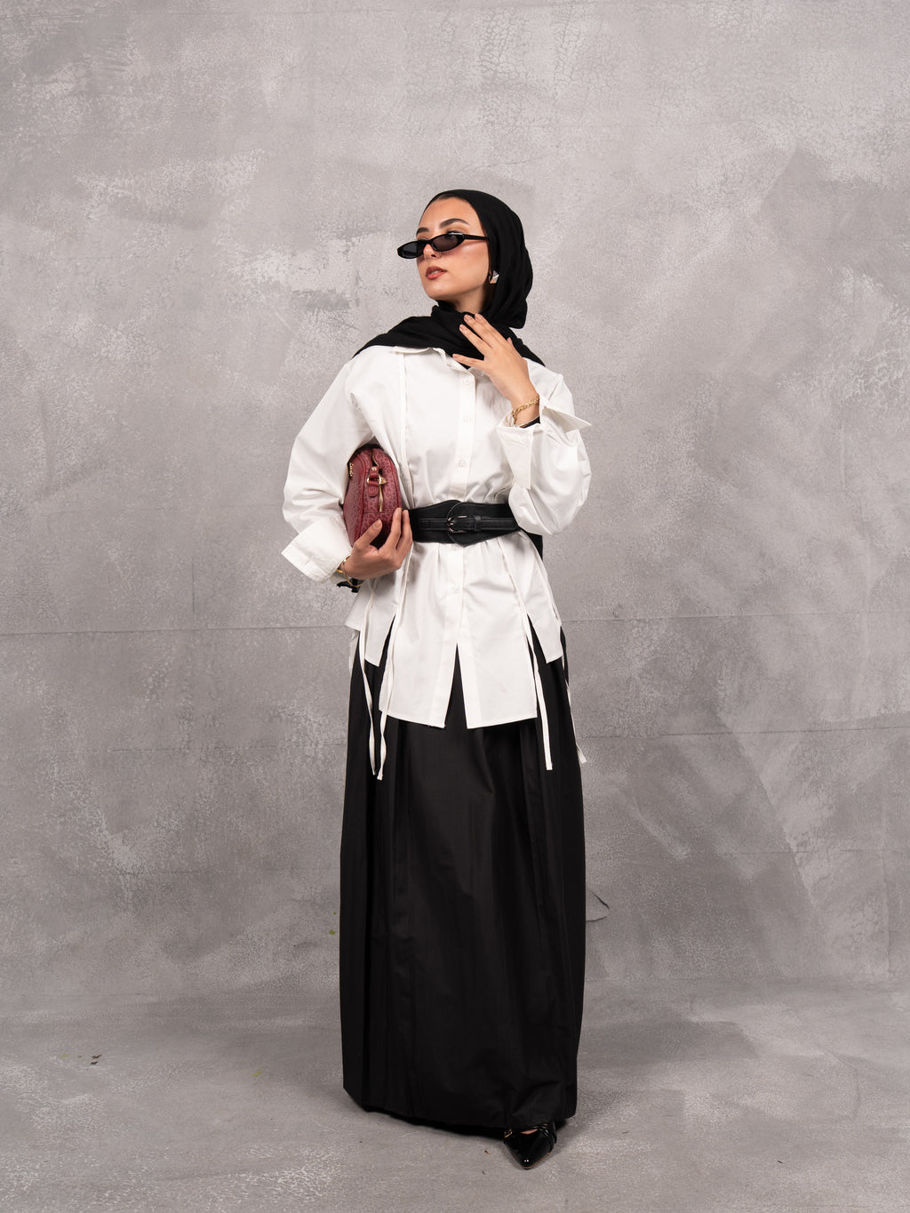 Drape Tie Chemise in off white