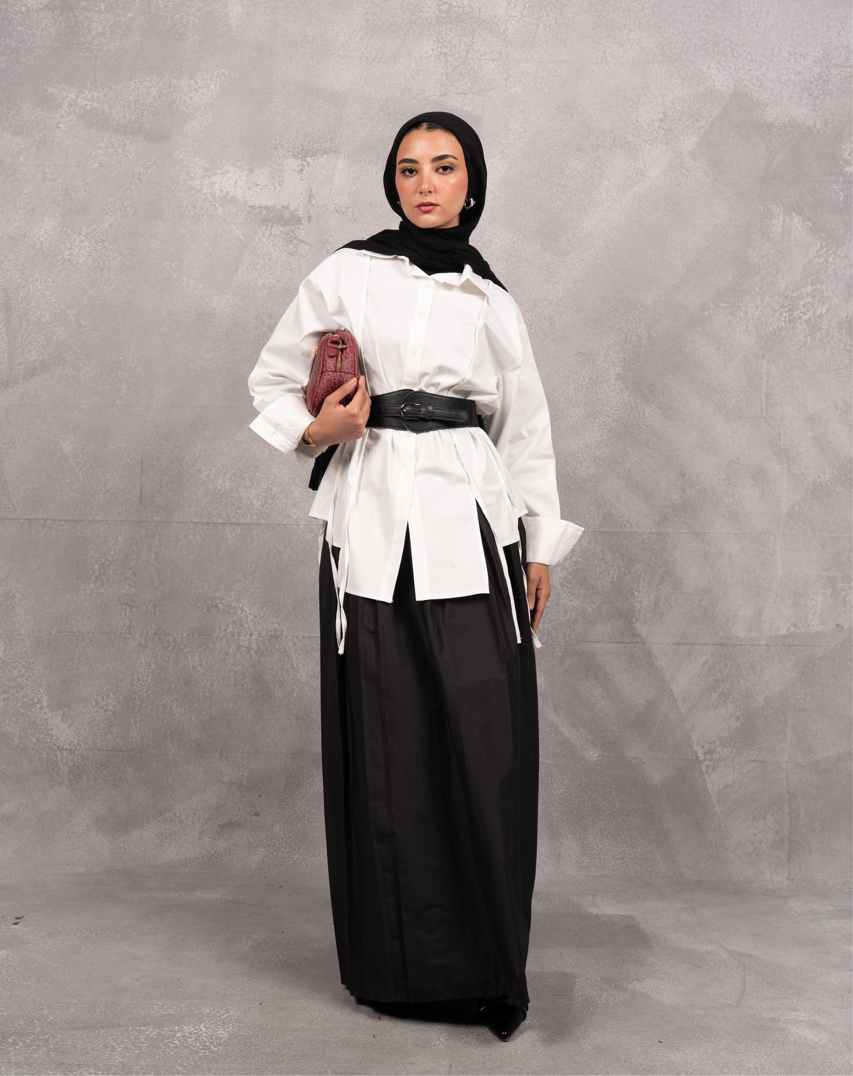 Drape Tie Chemise in off white