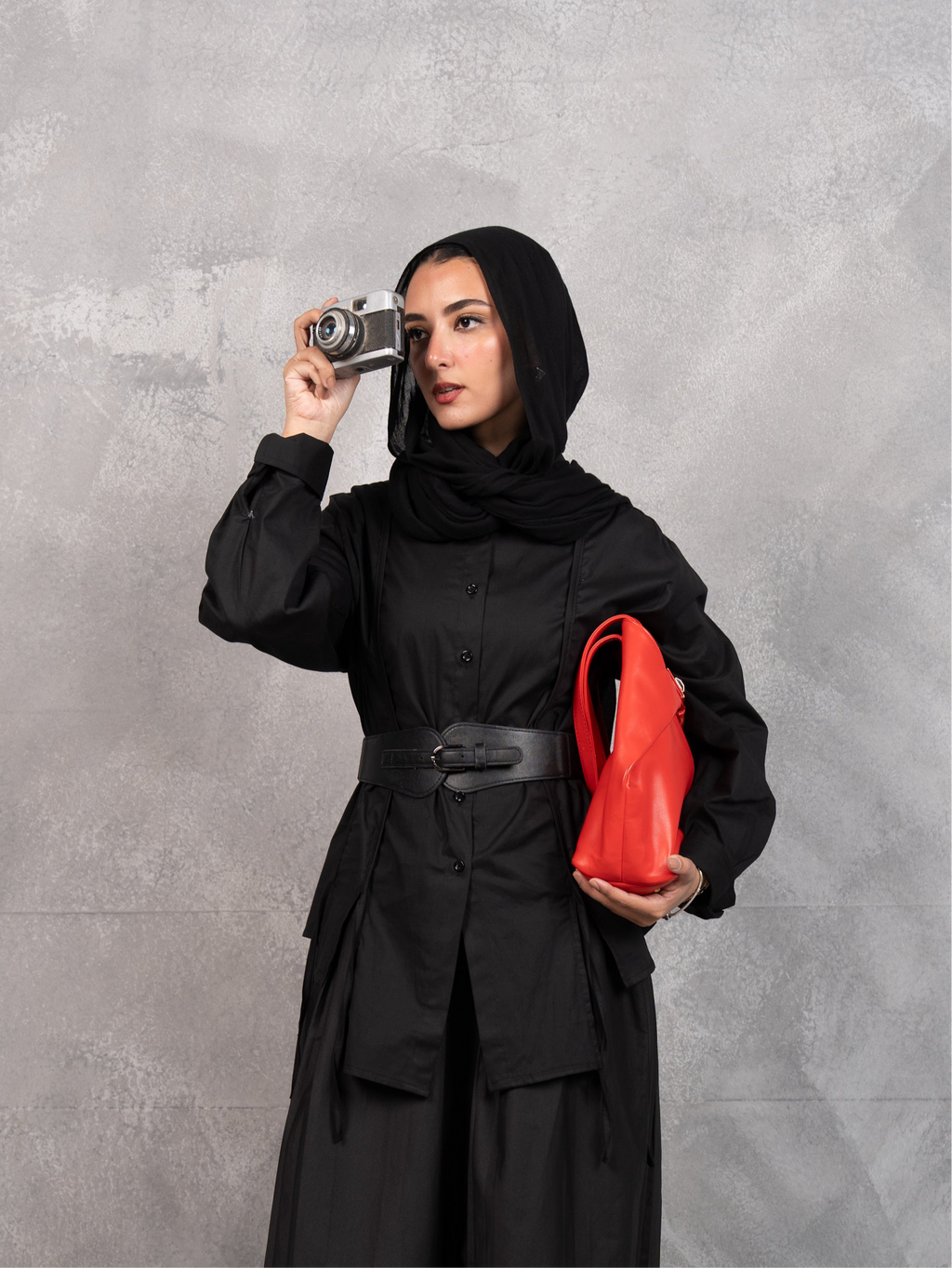 Drape Tie Chemise in Black